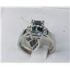 Image 1 : #0717 - 14K WHITE GOLD AQUAMARINE & DIAMOND RING