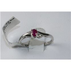 #0638 - 10K WHITE GOLD RUBY & DIAMOND RING