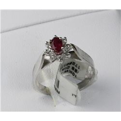 #0636 - 10K WHITE GOLD RUBY & DIAMOND RING