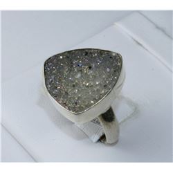 #0046 - STERLING SILVER CRYSTAL DRUZY RING