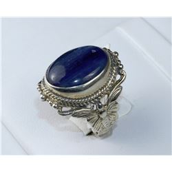 #0069 - STERLING SILVER AGATE RING - 10.5 GRAMS