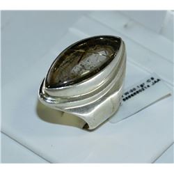 #0050 - STERLING SILVER AMBER RING - 20.1 GRAMS