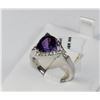 Image 1 : #0634 - 10K WHITE GOLD AMETHYST & DIAMOND RING