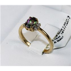 #0699 -10K YELLOW GOLD MYSTIC TOPAZ & DIAMOND RING