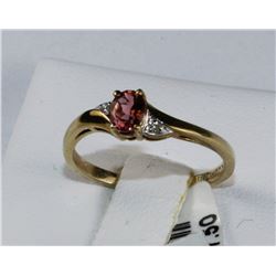 #0730 - 10K YELLOW GOLD TOURMALINE & DIAMOND RING