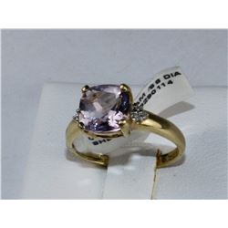 #0694 -10K YELLOW GOLD PURPLE AMETHYST & DIAMOND