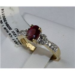 #0661 - 14K YELLOW GOLD RUBY & DIAMOND RING