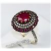 Image 1 : #0023 - STERLING SILVER RUBY & CZ RING - 8.9 GRAMS