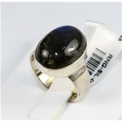 #0060 - STERLING SILVER AGATE RING - 6.1 GRAMS