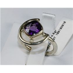 #0119 - STERLING SILVER AMETHYST RING - 4.6 GRAMS