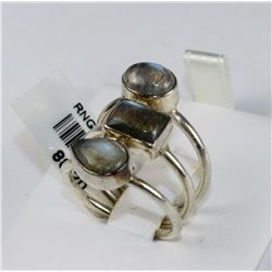 #0051 - STERLING SILVER AMBER RING - 6.3 GRAMS