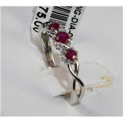 #0667 - 10K WHITE GOLD RUBY & DIAMOND RING