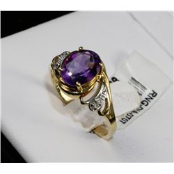 #0707 - 14K YELLOW GOLD AMETHYST & DIAMOND