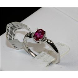 #0645 - 18K WHITE GOLD RUBY & DIAMOND RING