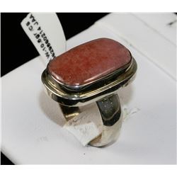 #0058 - STERLING SILVER AGATE RING - 10.5 GRAMS