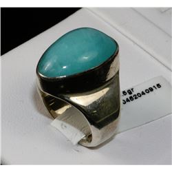 #0120 - STERLING SILVER TURQUOISE RING -10.5 GRAMS