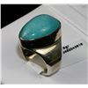 Image 1 : #0120 - STERLING SILVER TURQUOISE RING -10.5 GRAMS