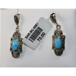 #0051 - STERLING SILVER TURQUOISE EARRINGS`