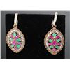 Image 1 : #0016 - STERLING SILVER RUBY & EMERALD EARRINGS