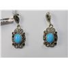 Image 1 : #0050 - STERLING SILVER TURQUOISE EARRINGS