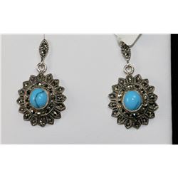 #9989 - STERLING SILVER TURQUOISE EARRINGS