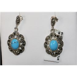 #0052 - STERLING SILVER TURQUOISE EARRINGS