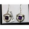Image 1 : #0034 - STERLING SILVER AMETHYST EARRINGS