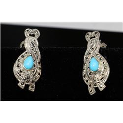 #0003 - STERLING SILVER TURQUOISE EARRINGS
