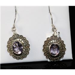 #0036 - STERLING SILVER AMETHYST EARRINGS