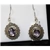 Image 1 : #0036 - STERLING SILVER AMETHYST EARRINGS