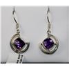 Image 1 : #0035 - STERLING SILVER AMETHYST EARRINGS
