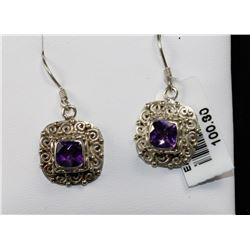 #0037 - STERLING SILVER AMETHYST EARRINGS