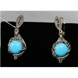 #0004 - STERLING SILVER TURQUOISE EARRINGS