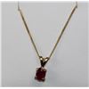 Image 1 : #0238 - 10K YELLOW GOLD RUBY PENDANT &