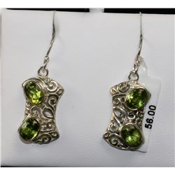 #0057 - STERLING SILVER PERIDOT EARRINGS