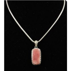 #9998 - 16" STERLING SILVER ROSE QUARTZ PENDANT