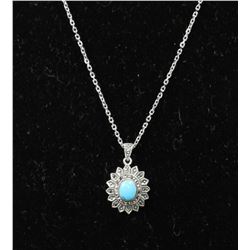 #0031 - 20" STERLING SILVER TURQUOISE PENDANT &
