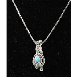 #0016 - 18" STERLING SILVER TURQUOISE PENDANT &