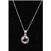 Image 1 : #0015 - 19" STERLING SILVER AMETHYST PENDANT &