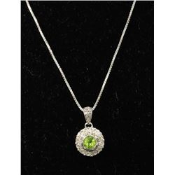 #0040 - 20" STERLING SILVER PERIDOT PENDANT &