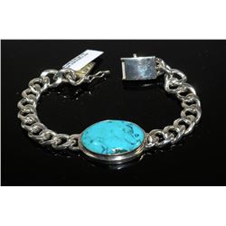 #0052 - 8" STERLING SILVER TURQUOISE BRACELET