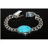 Image 1 : #0052 - 8" STERLING SILVER TURQUOISE BRACELET