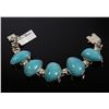 Image 1 : #0054 - 7" STERLING SILVER TURQUOISE BRACELET