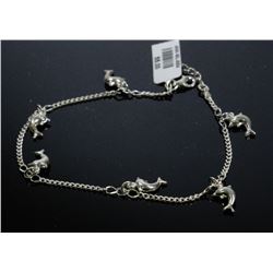 #0004 - 10" STERLING SILVER DOLPHIN ANKLET