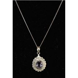 #0016 - 20" STERLING SILVER AMETHYST PENDANT &