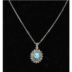 #0030 - 18" STERLING SILVER TURQUOISE PENDANT &