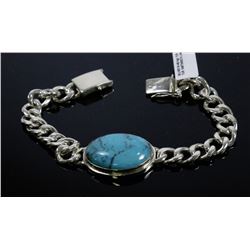 #0052 - 8"STERLING SILVER TURQUOISE BRACELET