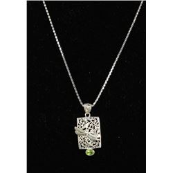 #0057 - 20" STERLING SILVER PERIDOT PENDANT &