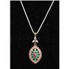 Image 1 : #0002 - 20" STERLING SILVER RUBY & EMERALD PENDANT