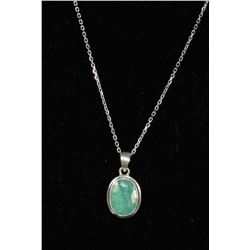 #0063 - 20" STERLING SILVER TURQUOISE PENDANT &
